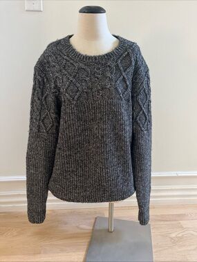 Scotch & Soda Charcoal Cable Knit Crewneck Sweater